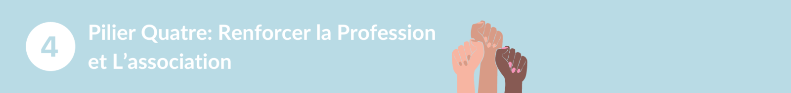 PILIER 4 : RENFORCER LA PROFESSION ET L’ASSOCIATION