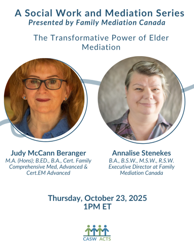 pictures of presenters, date, title, The Transformative Power of Elder Mediation